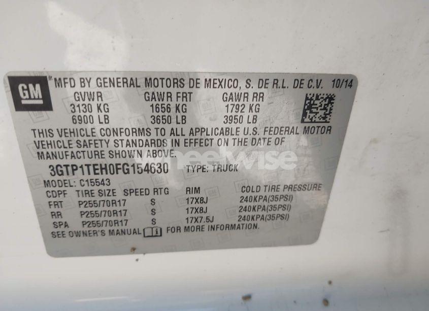 Photo 9 of 2015 Gmc Sierra 1500 (VIN 3GTP1TEH0FG154630)