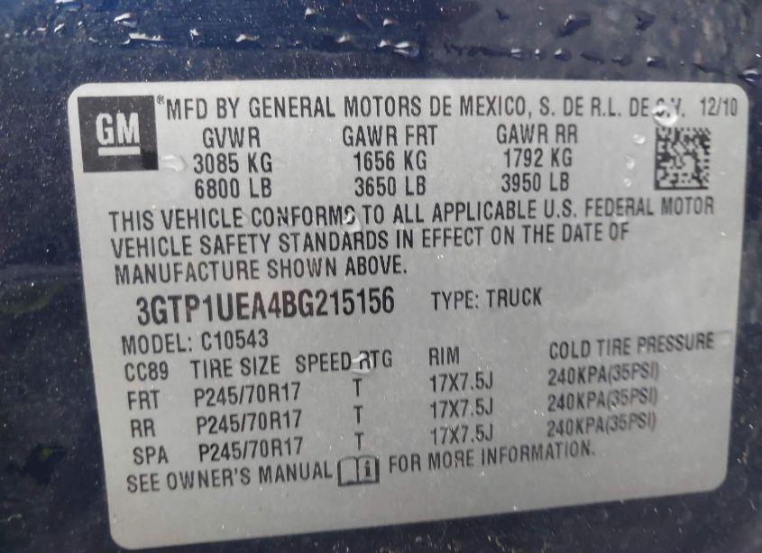 Photo 9 of 2011 Gmc Sierra 1500 SL (VIN 3GTP1UEA4BG215156)