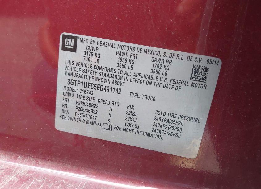 Photo 9 of 2014 Gmc Sierra 1500 SLE (VIN 3GTP1UEC5EG491142)