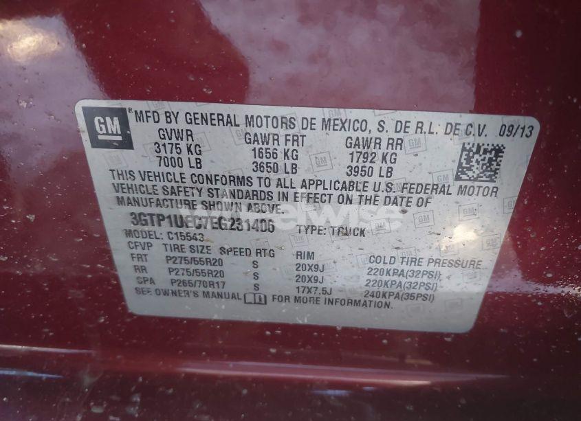 Photo 9 of 2014 Gmc Sierra 1500 SLE (VIN 3GTP1UEC7EG231406)