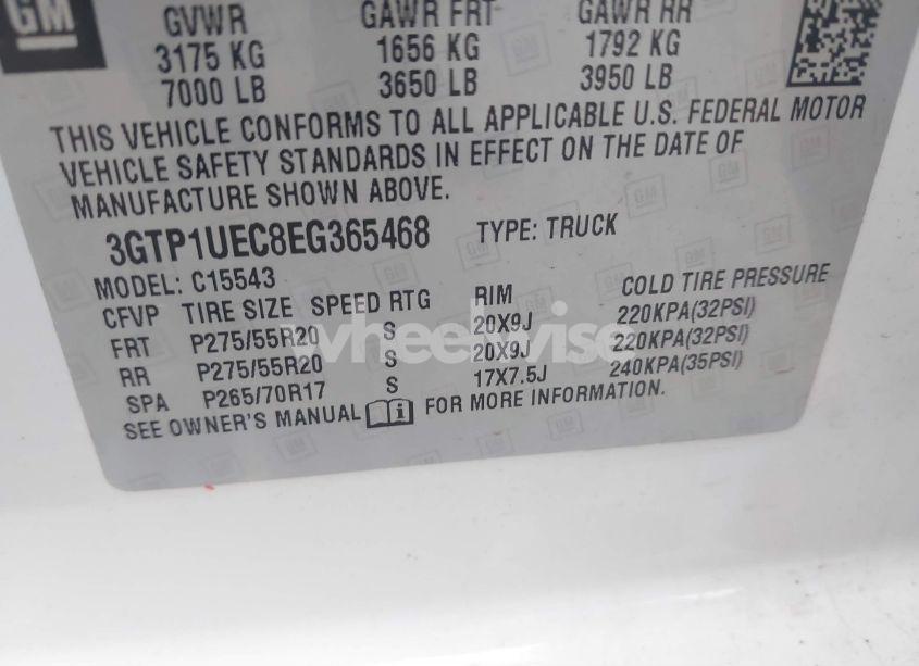 Photo 9 of 2014 Gmc Sierra 1500 SLE (VIN 3GTP1UEC8EG365468)