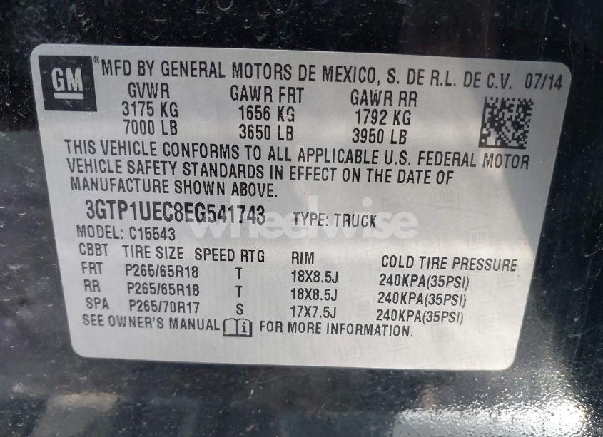 Photo 9 of 2014 Gmc Sierra 1500 SLE (VIN 3GTP1UEC8EG541743)