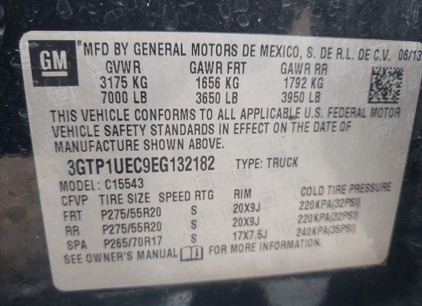 Photo 9 of 2014 Gmc Sierra 1500 SLE (VIN 3GTP1UEC9EG132182)