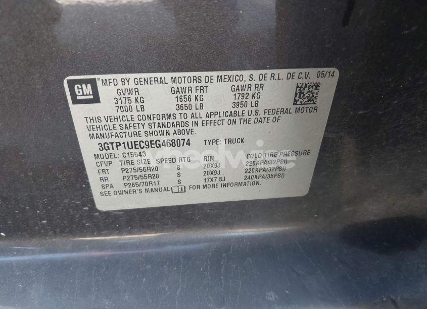 Photo 9 of 2014 Gmc Sierra 1500 SLE (VIN 3GTP1UEC9EG468074)