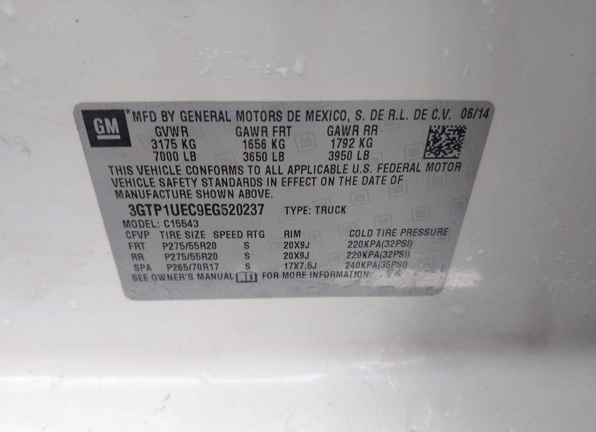 Photo 9 of 2014 Gmc Sierra 1500 SLE (VIN 3GTP1UEC9EG520237)