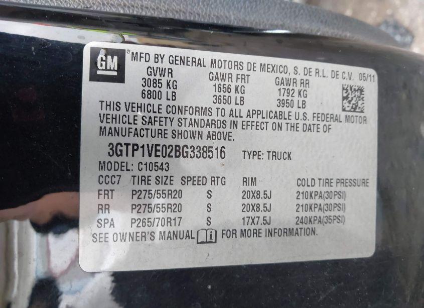 Photo 9 of 2011 Gmc Sierra 1500 SLE (VIN 3GTP1VE02BG338516)