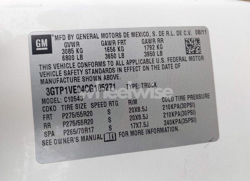 Photo 9 of 2012 Gmc Sierra 1500 SLE (VIN 3GTP1VE04CG105271)