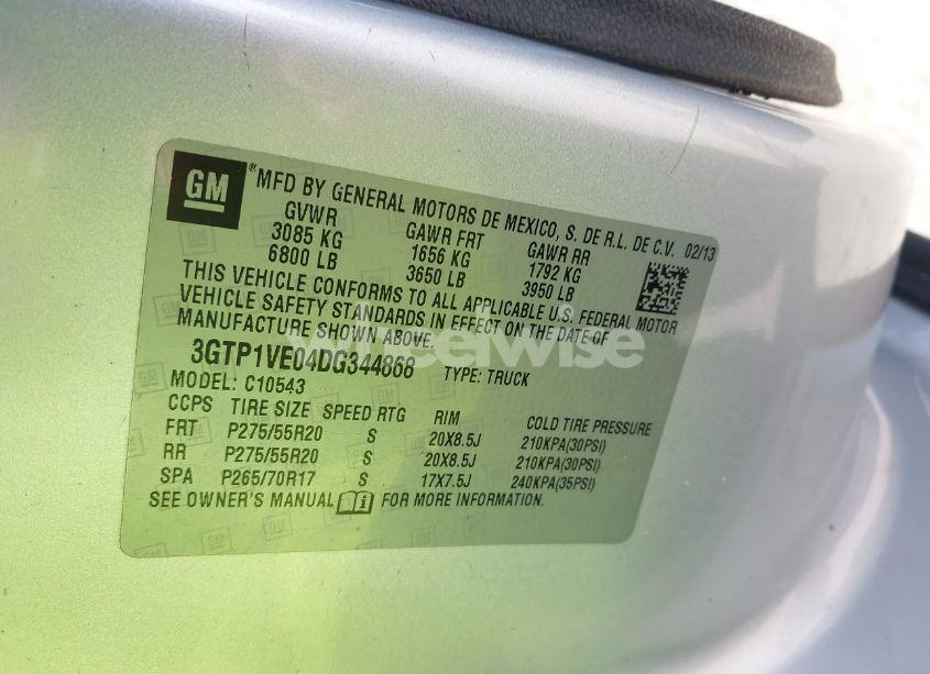 Photo 9 of 2013 Gmc Sierra 1500 SLE (VIN 3GTP1VE04DG344868)