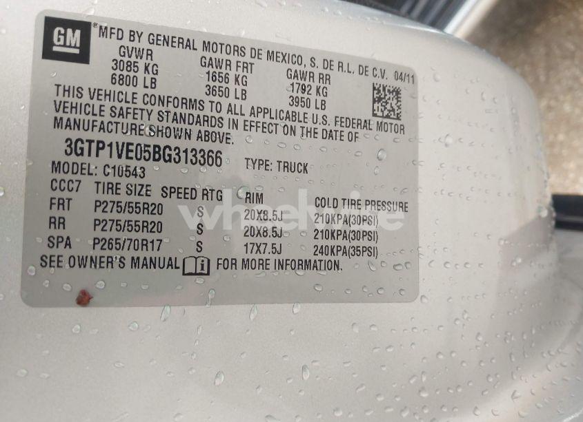 Photo 9 of 2011 Gmc Sierra 1500 SLE (VIN 3GTP1VE05BG313366)