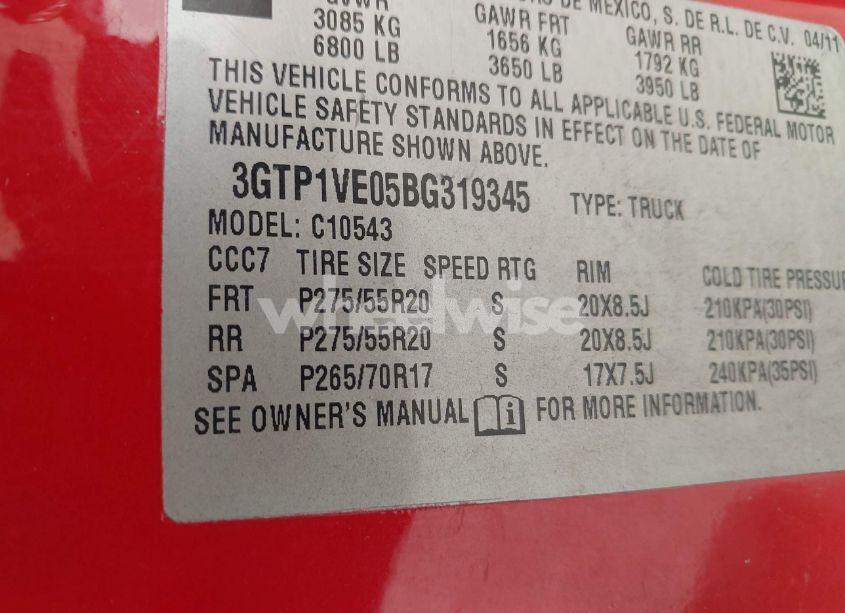 Photo 9 of 2011 Gmc Sierra 1500 SLE (VIN 3GTP1VE05BG319345)