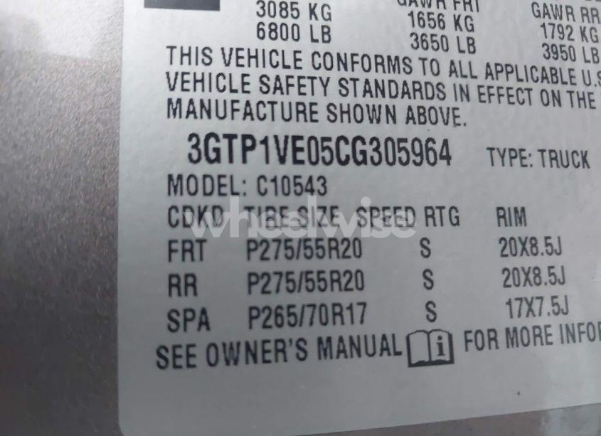 Photo 9 of 2012 Gmc Sierra 1500 SLE (VIN 3GTP1VE05CG305964)