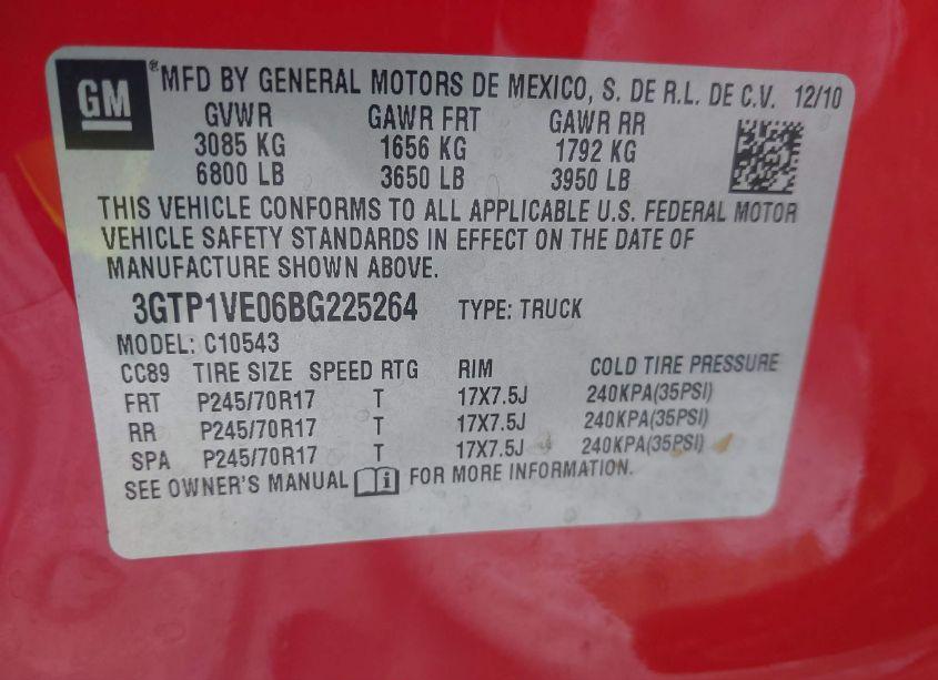 Photo 9 of 2011 Gmc Sierra 1500 SLE (VIN 3GTP1VE06BG225264)