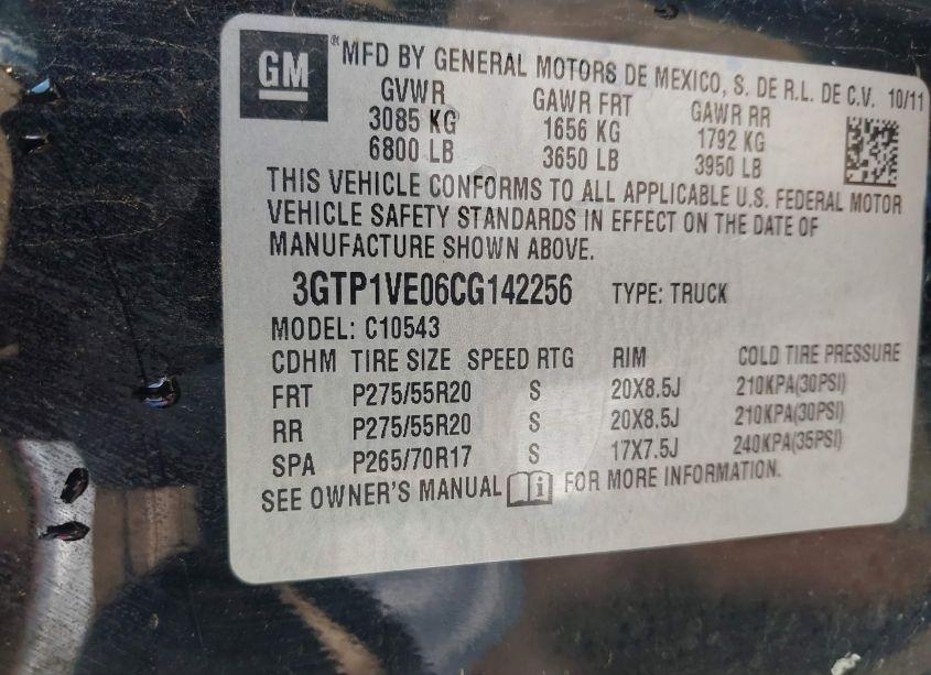 Photo 9 of 2012 Gmc Sierra 1500 SLE (VIN 3GTP1VE06CG142256)