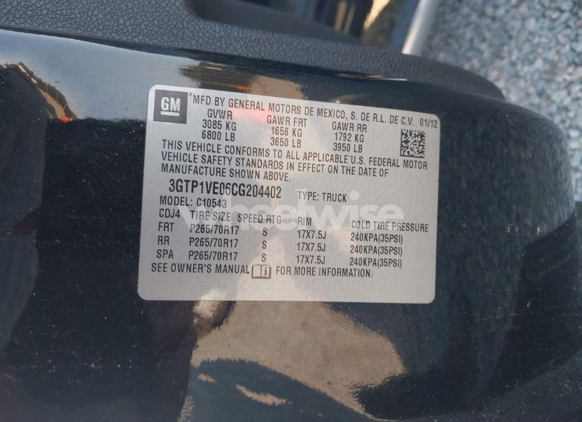 Photo 9 of 2012 Gmc Sierra 1500 SLE (VIN 3GTP1VE06CG204402)