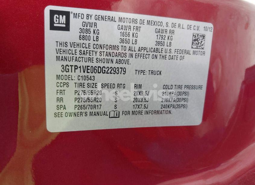 Photo 9 of 2013 Gmc Sierra 1500 SLE (VIN 3GTP1VE06DG229379)