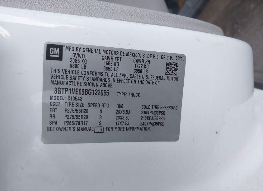 Photo 9 of 2011 Gmc Sierra 1500 SLE (VIN 3GTP1VE08BG123965)