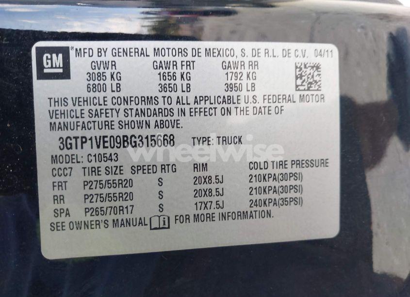 Photo 9 of 2011 Gmc Sierra 1500 SLE (VIN 3GTP1VE09BG315668)