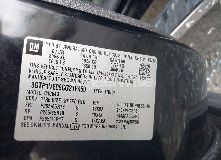 Photo 9 of 2012 Gmc Sierra 1500 SLE (VIN 3GTP1VE09CG218469)