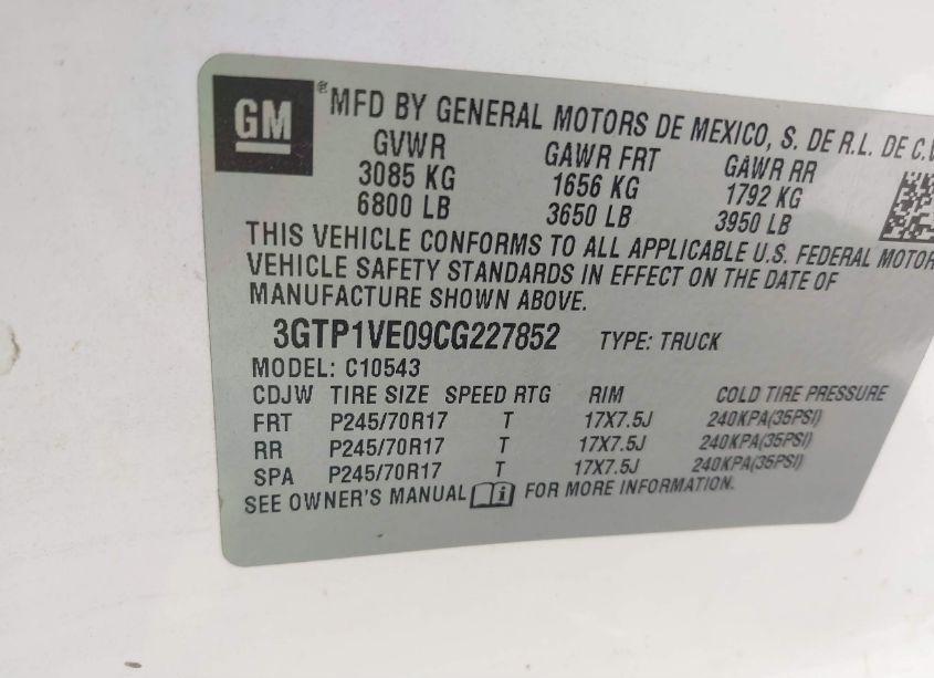 Photo 9 of 2012 Gmc Sierra 1500 SLE (VIN 3GTP1VE09CG227852)