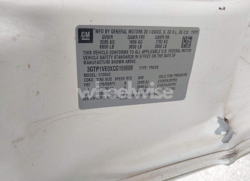 Photo 9 of 2012 Gmc Sierra 1500 SLE (VIN 3GTP1VE0XCG159688)