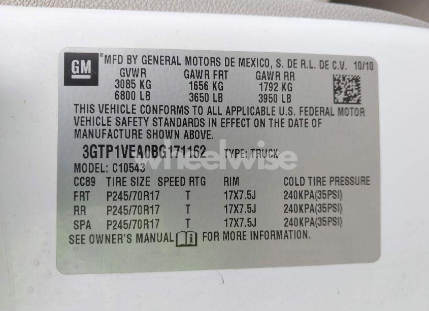 Photo 9 of 2011 Gmc Sierra 1500 SLE (VIN 3GTP1VEA0BG171162)