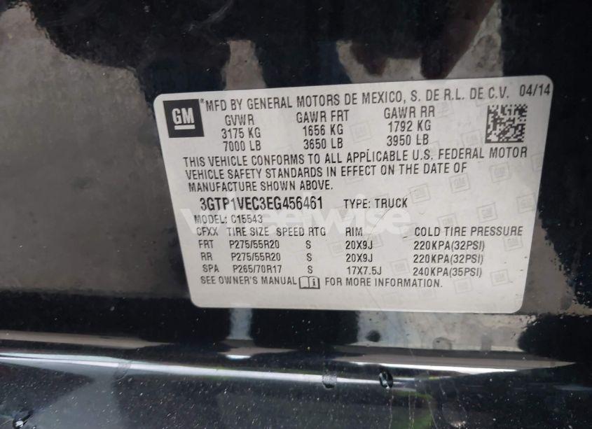 Photo 9 of 2014 Gmc Sierra 1500 SLT (VIN 3GTP1VEC3EG456461)