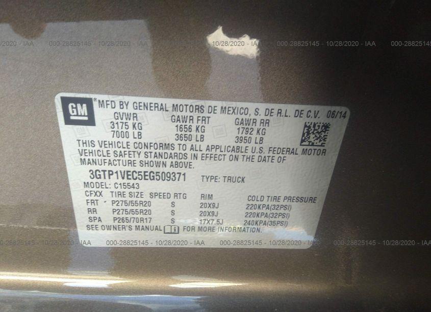 Photo 9 of 2014 Gmc Sierra 1500 SLT (VIN 3GTP1VEC5EG509371)