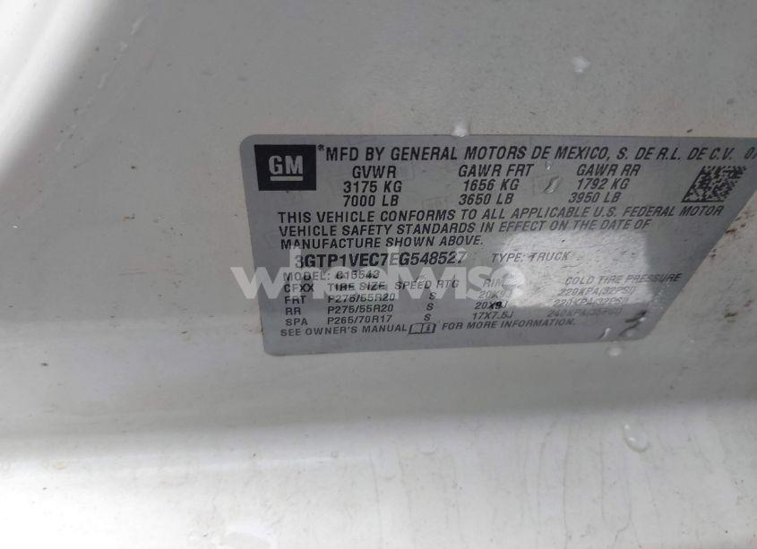 Photo 9 of 2014 Gmc Sierra 1500 SLT (VIN 3GTP1VEC7EG548527)