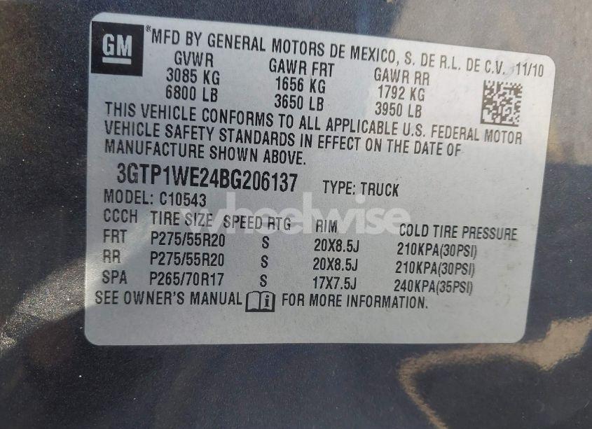 Photo 9 of 2011 Gmc Sierra 1500 SLT (VIN 3GTP1WE24BG206137)