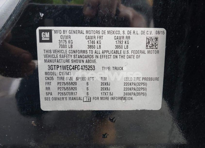 Photo 9 of 2015 Gmc Sierra 1500 DENALI (VIN 3GTP1WEC4FG475253)