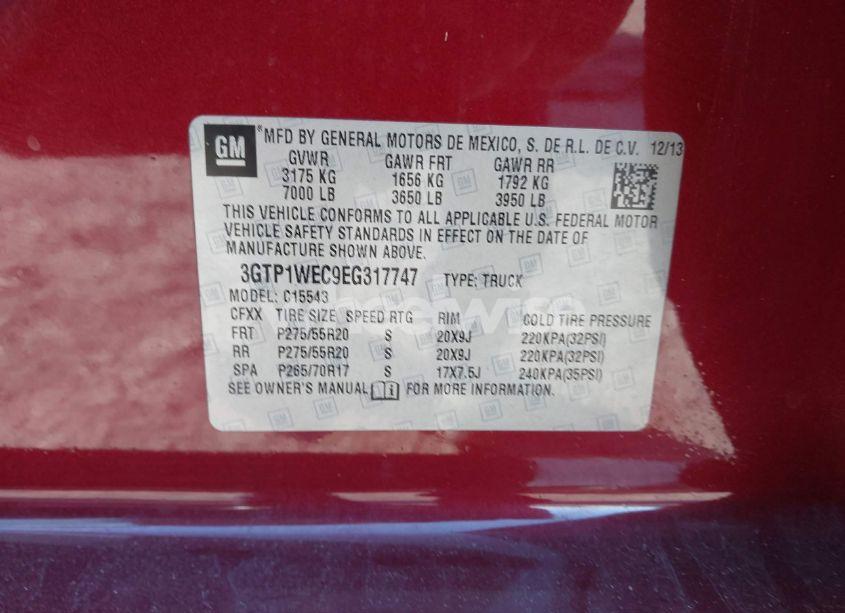 Photo 9 of 2014 Gmc Sierra 1500 DENALI (VIN 3GTP1WEC9EG317747)