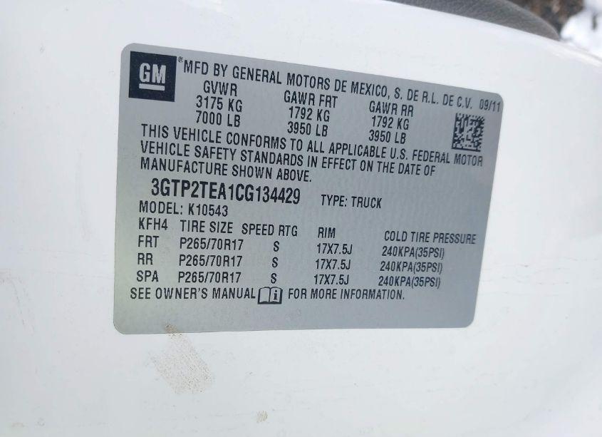 Photo 9 of 2012 Gmc Sierra 1500 WORK TRUCK (VIN 3GTP2TEA1CG134429)