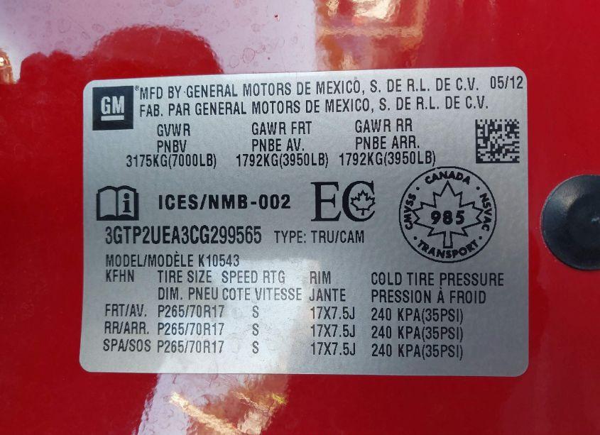 Photo 9 of 2012 Gmc Sierra 1500 SL (VIN 3GTP2UEA3CG299565)