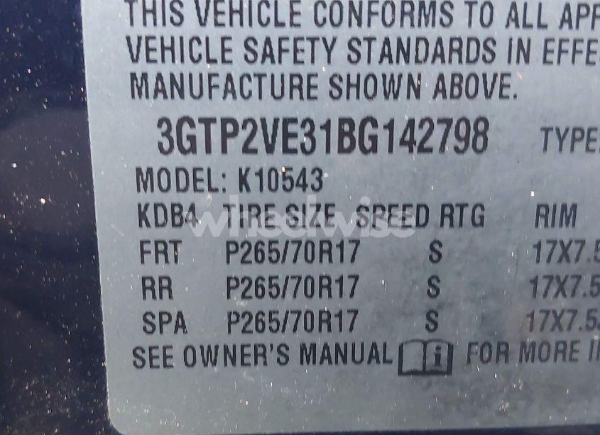 Photo 9 of 2011 Gmc Sierra 1500 SLE (VIN 3GTP2VE31BG142798)