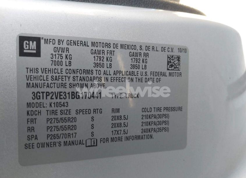 Photo 9 of 2011 Gmc Sierra 1500 SLE (VIN 3GTP2VE31BG170441)