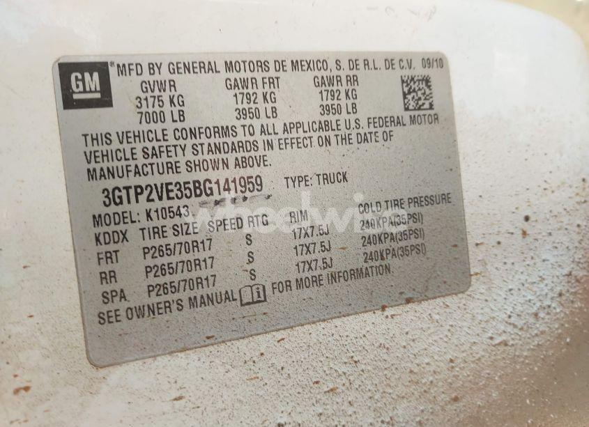 Photo 9 of 2011 Gmc Sierra 1500 SLE (VIN 3GTP2VE35BG141959)