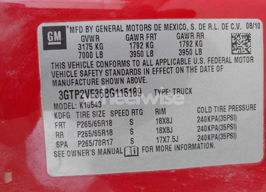 Photo 9 of 2011 Gmc Sierra 1500 SLE (VIN 3GTP2VE36BG115189)