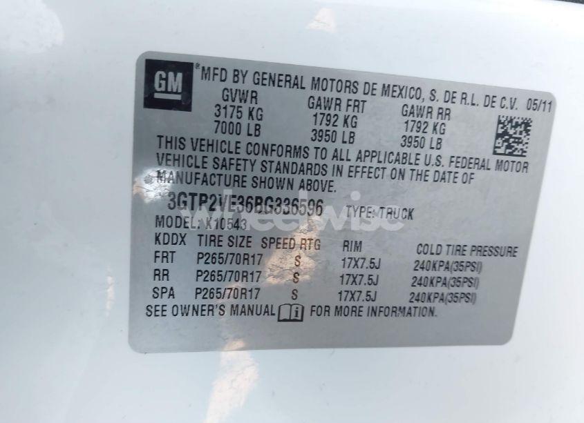 Photo 9 of 2011 Gmc Sierra 1500 SLE (VIN 3GTP2VE36BG336596)