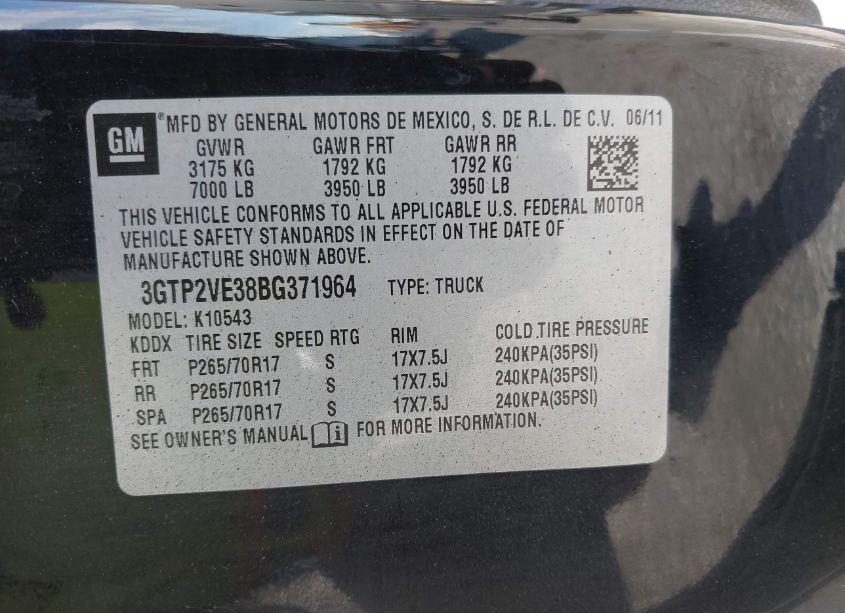 Photo 9 of 2011 Gmc Sierra 1500 SLE (VIN 3GTP2VE38BG371964)