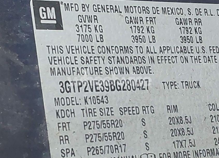 Photo 9 of 2011 Gmc Sierra 1500 SLE (VIN 3GTP2VE39BG280427)