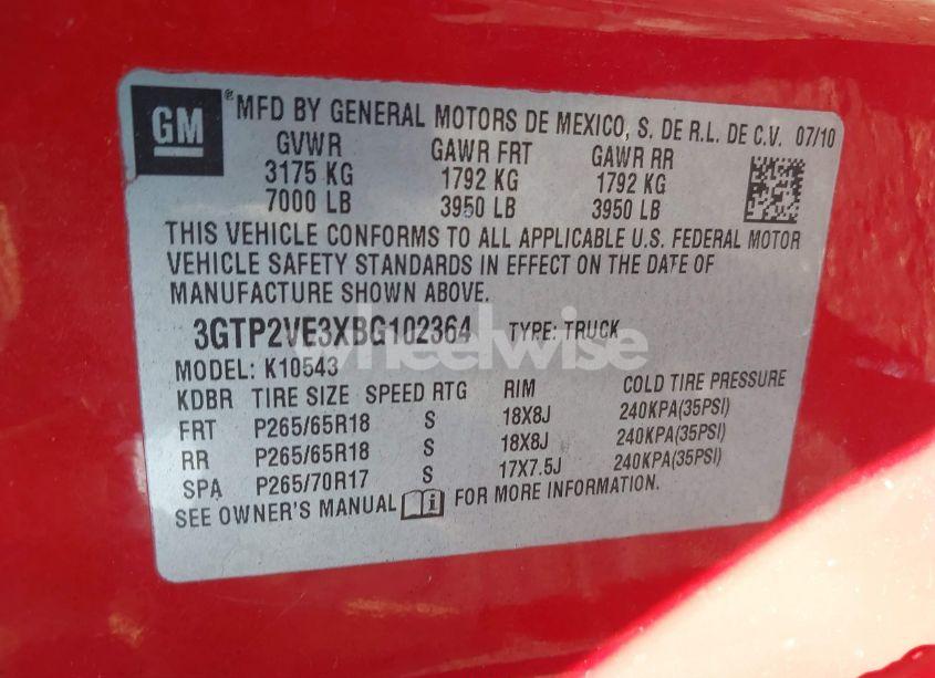 Photo 9 of 2011 Gmc Sierra 1500 SLE (VIN 3GTP2VE3XBG102364)