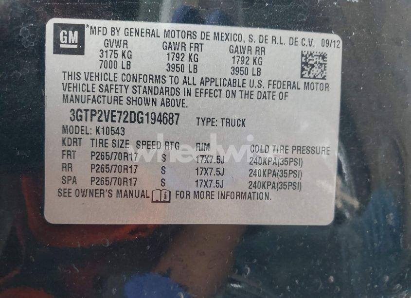 Photo 9 of 2013 Gmc Sierra 1500 SLE (VIN 3GTP2VE72DG194687)