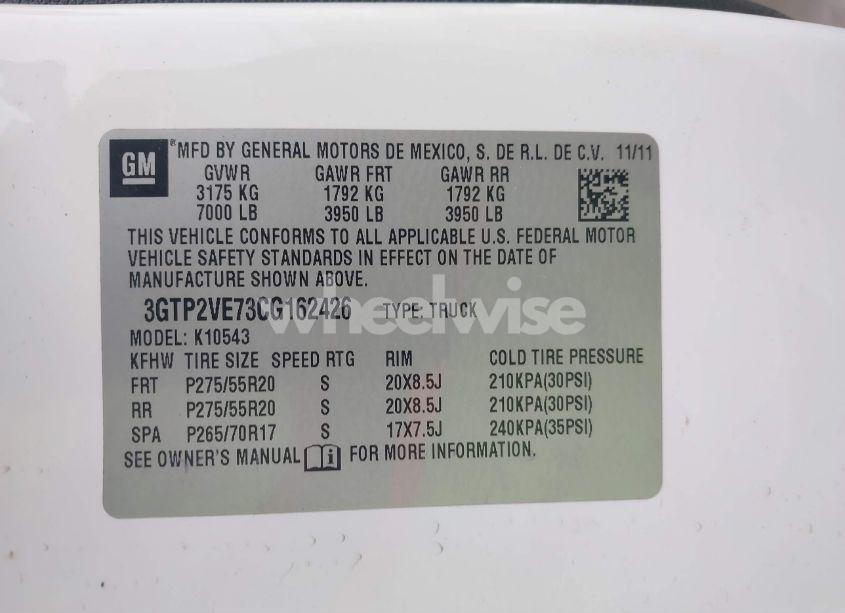 Photo 9 of 2012 Gmc Sierra 1500 SLE (VIN 3GTP2VE73CG162426)