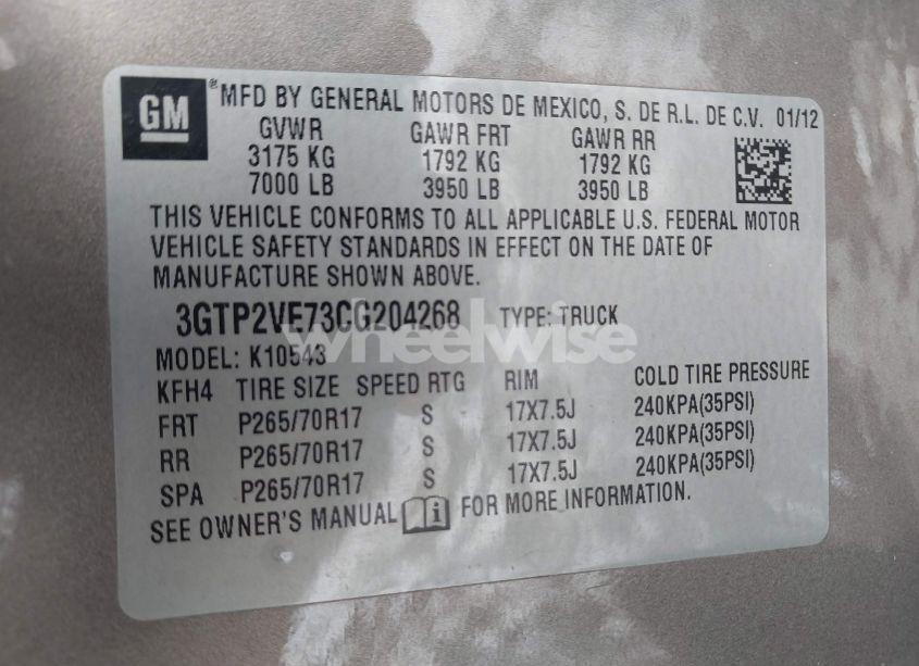 Photo 9 of 2012 Gmc Sierra 1500 SLE (VIN 3GTP2VE73CG204268)