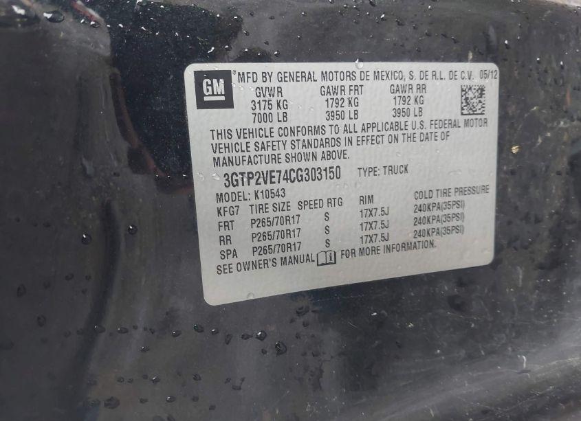 Photo 8 of 2012 Gmc Sierra 1500 SLE (VIN 3GTP2VE74CG303150)