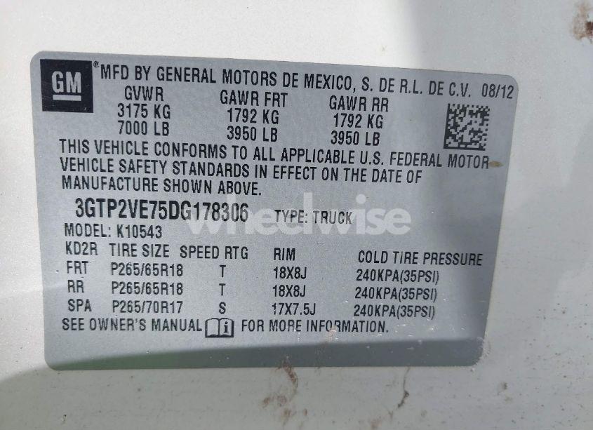 Photo 9 of 2013 Gmc Sierra 1500 SLE (VIN 3GTP2VE75DG178306)