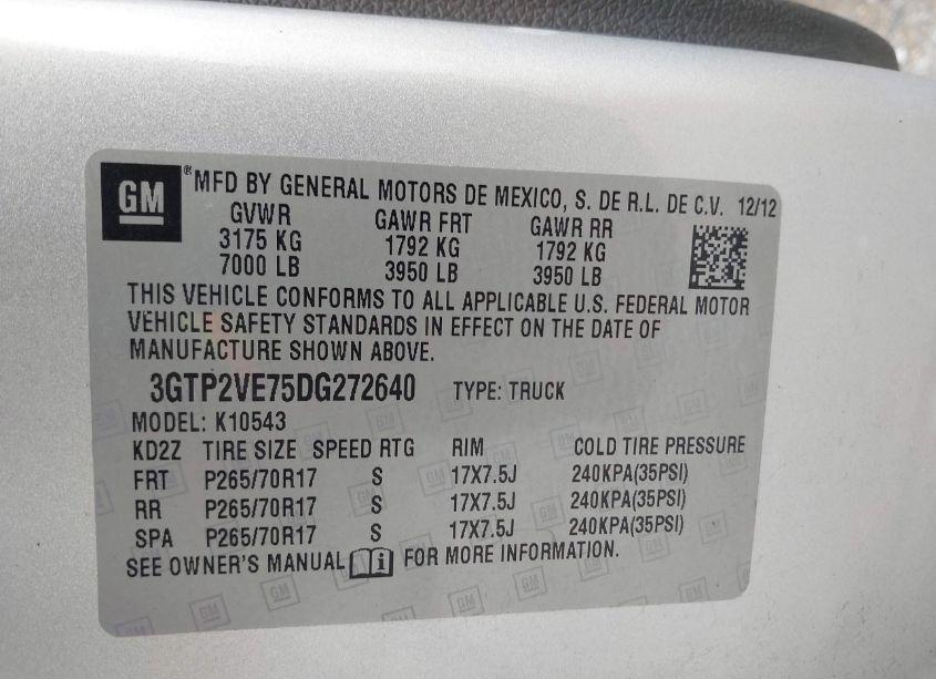 Photo 9 of 2013 Gmc Sierra 1500 SLE (VIN 3GTP2VE75DG272640)