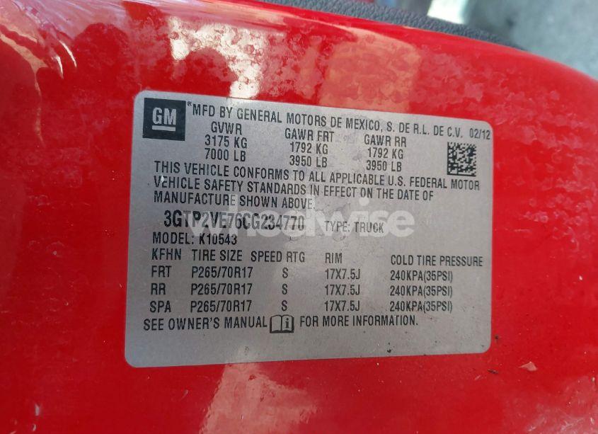 Photo 9 of 2012 Gmc Sierra 1500 SLE (VIN 3GTP2VE76CG234770)