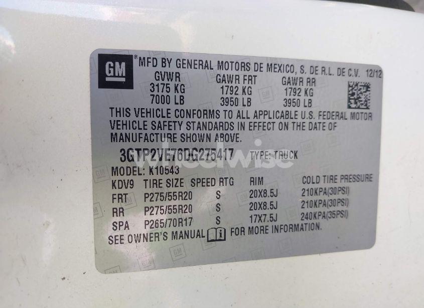 Photo 9 of 2013 Gmc Sierra 1500 SLE (VIN 3GTP2VE76DG275417)