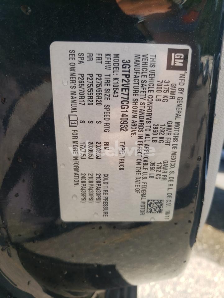 Photo 12 of 2012 GMC SIERRA K1500 SLE (VIN 3GTP2VE77CG140932)